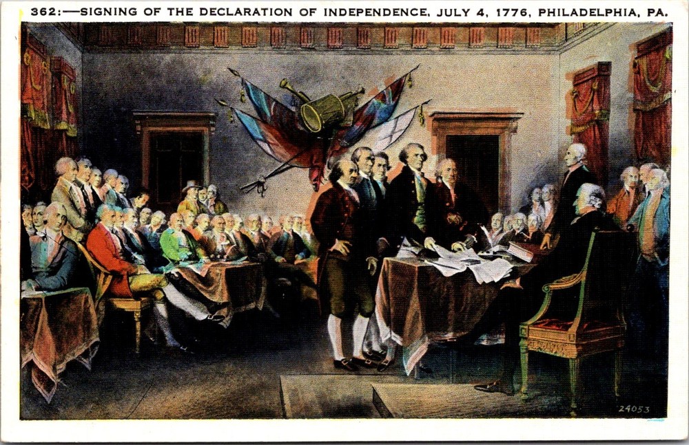 Dr Jim Stamps Signing of the Declaration of Independence Philadelphia Postcard