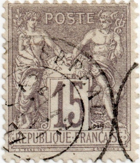 France: SC# 69 (T1) used - 15c gray lilac, grayish -  Peace & Commerce
