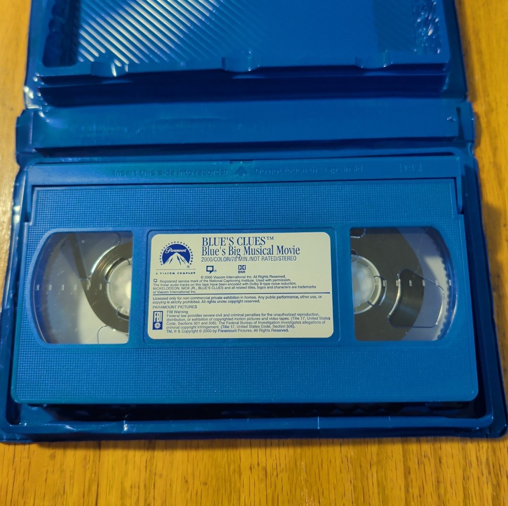 Blues Clues: Blues Big Musical Movie VHS 2000 Nickelodeon Paramount Blue Tape