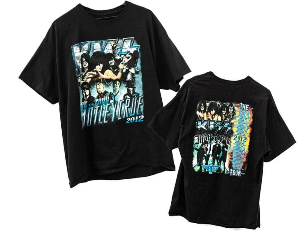 2012 KISS Motley Crue The Tour T-Shirt classic style Unisex Cotton