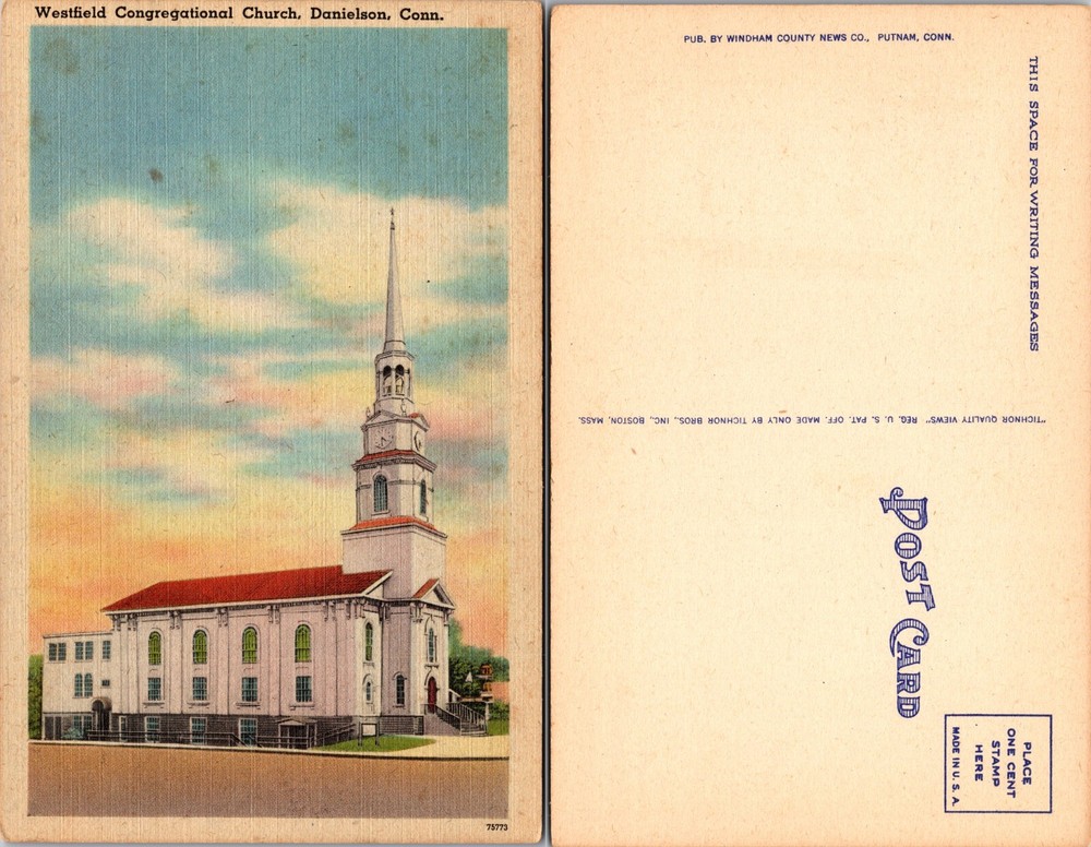 Westfield Congregational Church Danielson Connecticut CT Postcard