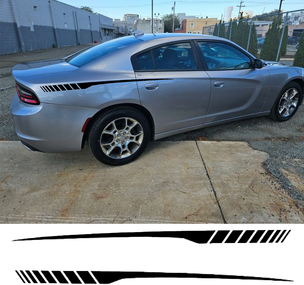 For 06-24 Dodge Charger 2PCS Glossy Black Rear Panel Stripes Decal Vinyl Sticker