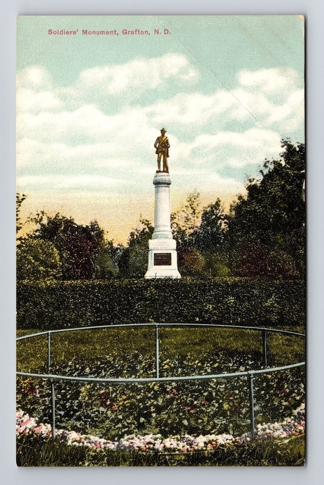 Grafton ND-North Dakota, Soldiers' Monument, Vintage Postcard