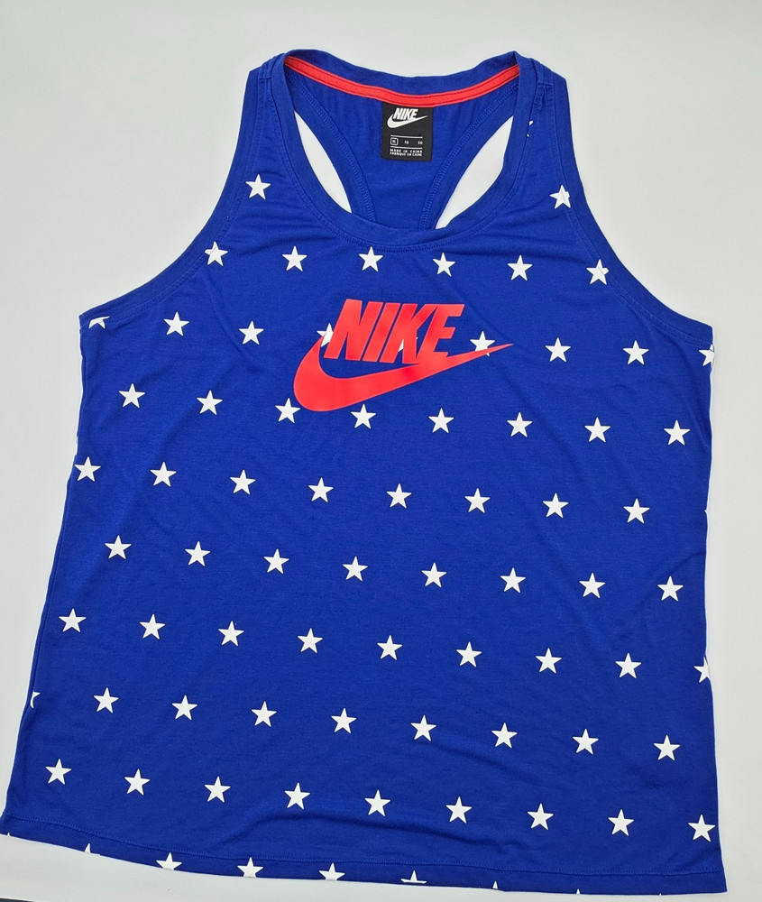 Nike TeeUSA Spellout Olympic Team Womens XL Tank Top Red White Blue Star Pattern