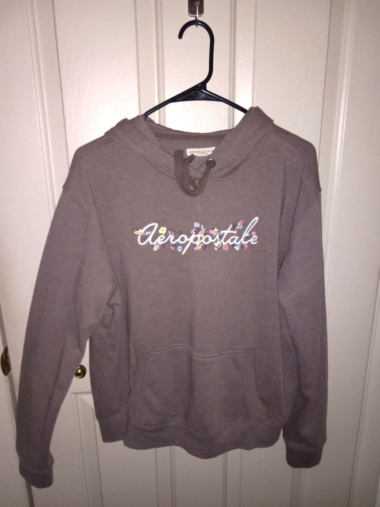Aéropostale brown and flowers sweatshirt with hoodie Size L