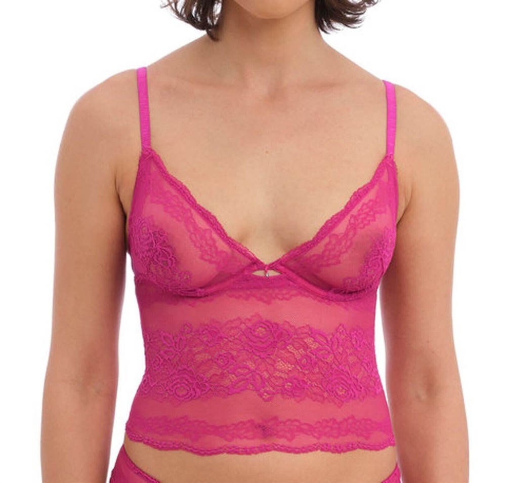 Wacoal Ravissant Bra Orchid Pink Lace Size S Longline Plunge Bralette 600512