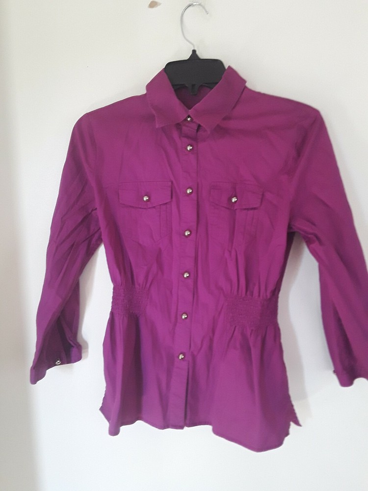 Charter Club Magenta Woman Top sz 6 Button Front Blouse