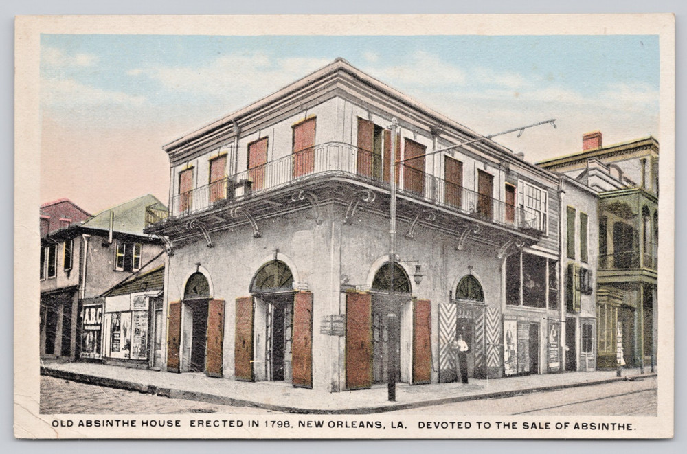 Postcard New Orleans Louisiana Old Absinthe House on Bourbon Street c1920-image