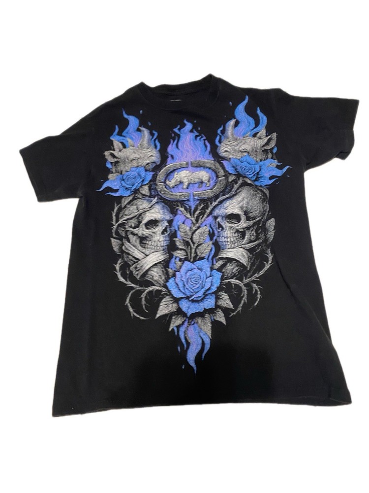 Ecko Unltd. Black Cotton Short Sleeve Crew Neck Skull Graphic T-Shirt Size S