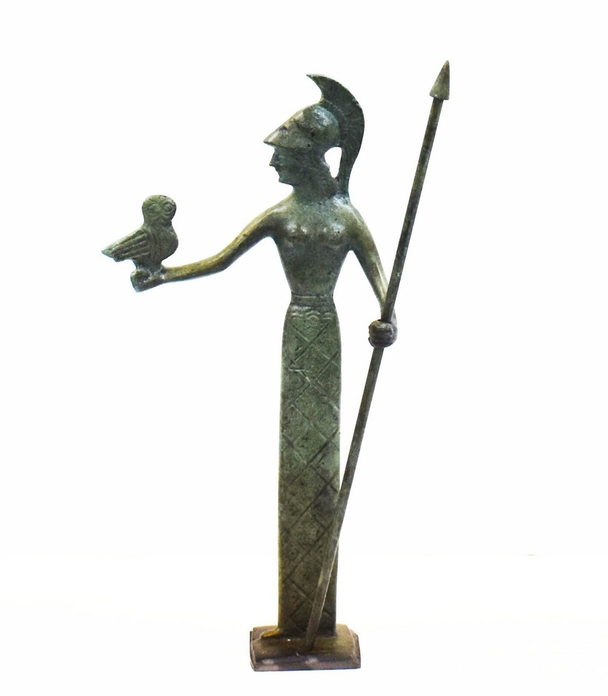 Goddess Athena Bronze Statue with Owl – Symbol of Wisdom Strength and Strategy