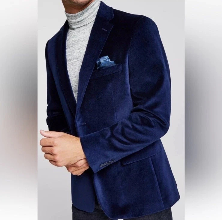 Alfani Men's Slim-Fit Solid Velvet Sport Coat Blazer,  Blue,  38R