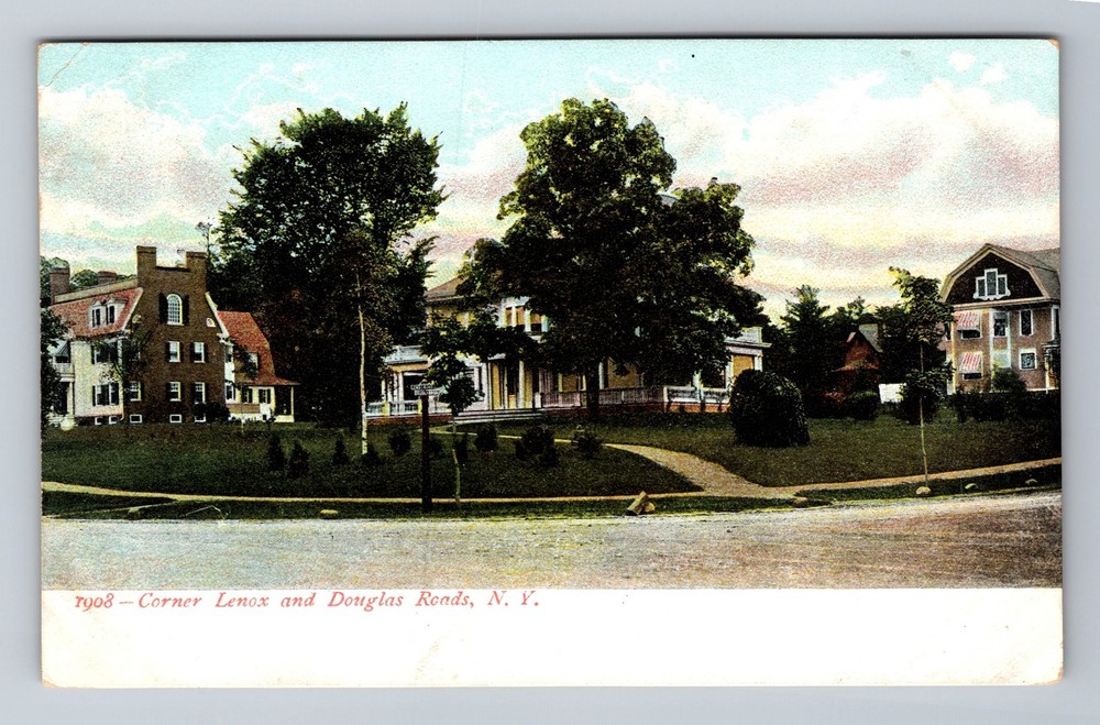 Schenectady NY-New York, Corner Lenox & Douglas Roads, Vintage Postcard