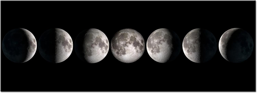 - Modern Giclee Canvas Prints Stretched Artwork Phases of Moon Black and White P