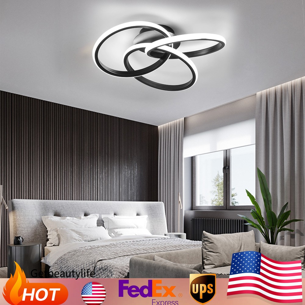 30W Modern Acrylic Halo Ceiling Chandelier Creative Bedroom Lamp Decor