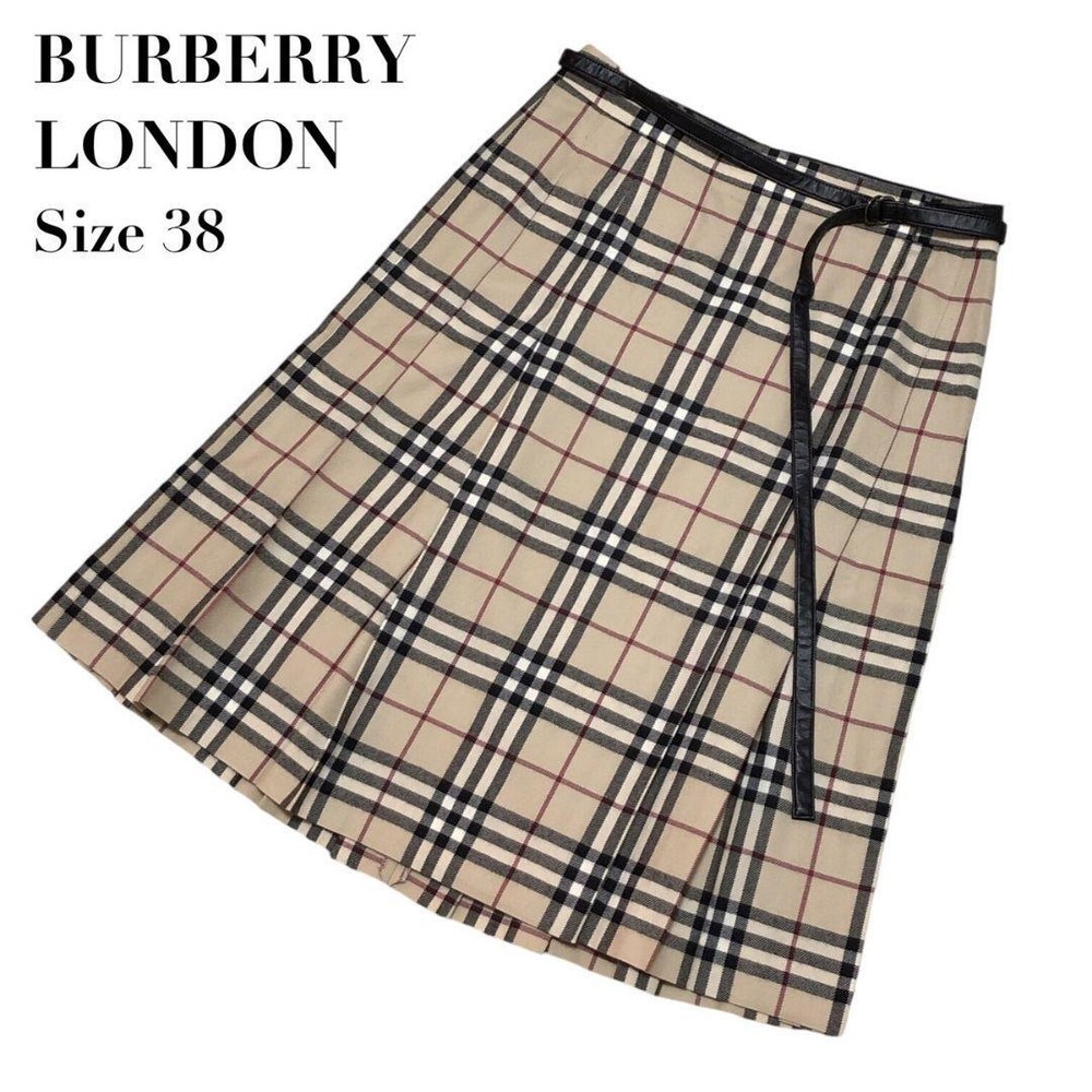 Burberry London Nova Check Wrap Skirt with Belt Size 38