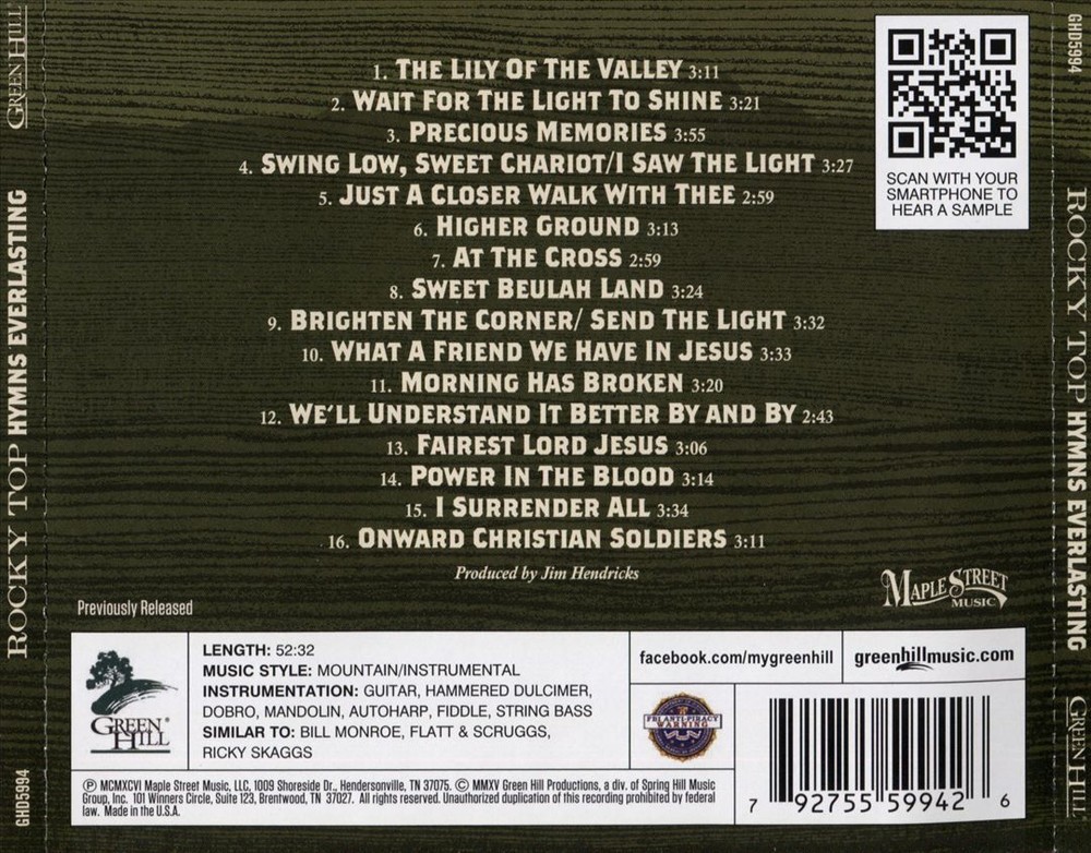 JIM HENDRICKS ROCKY TOP: HYMNS EVERLASTING NEW CD