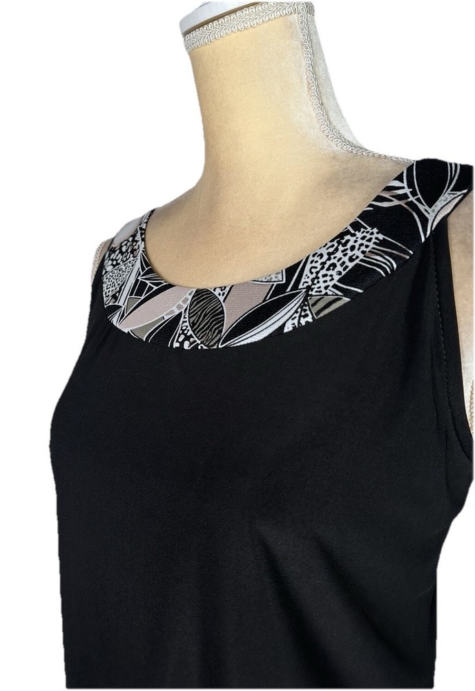 Slim Factor by Investments Sleeveless Dress Top Blouse Women's Size Large Black