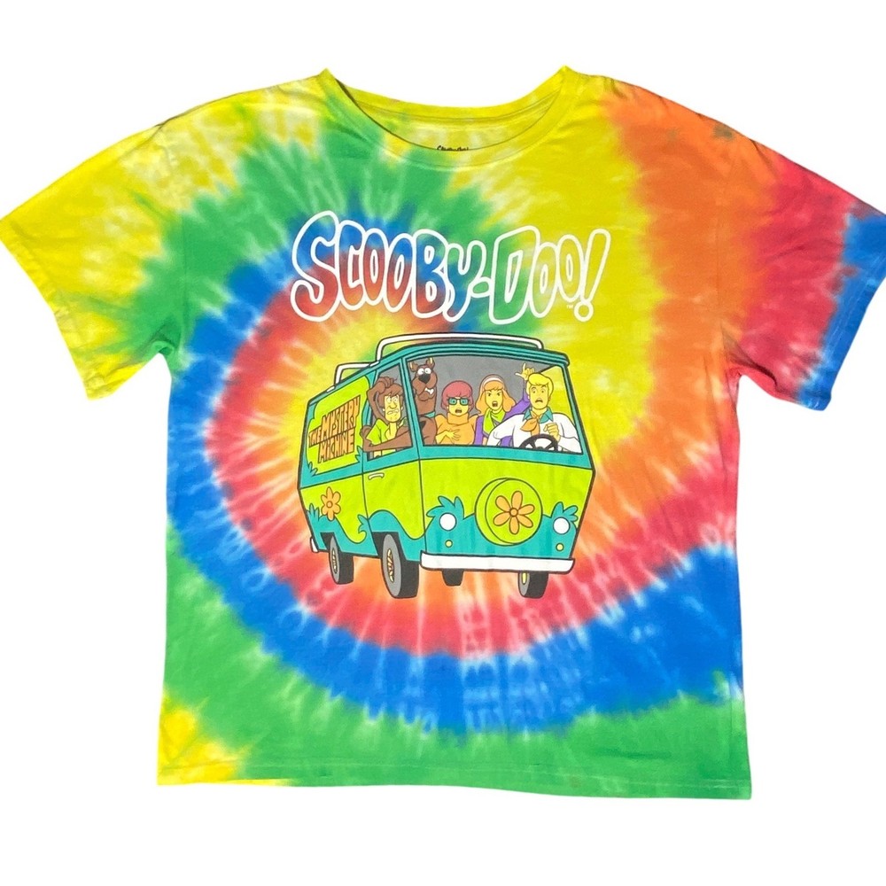 Scooby-Doo Mystery Machine Rainbow Tie Dye Graphic T-Shirt Men's XL 90's Cartoon