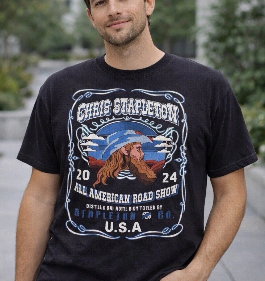 Chris Stapleton Tour T-Shirt Men’s Large All American Road Show Tee Double Sided