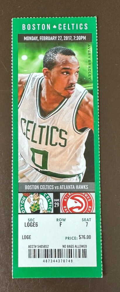 Boston Celtics 2/27/2017 NBA ticket stub vs Atlanta Hawks