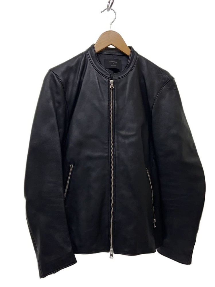 Studious Single Rider Jacket/2/Sheep Leather/Blk/107352001 51801