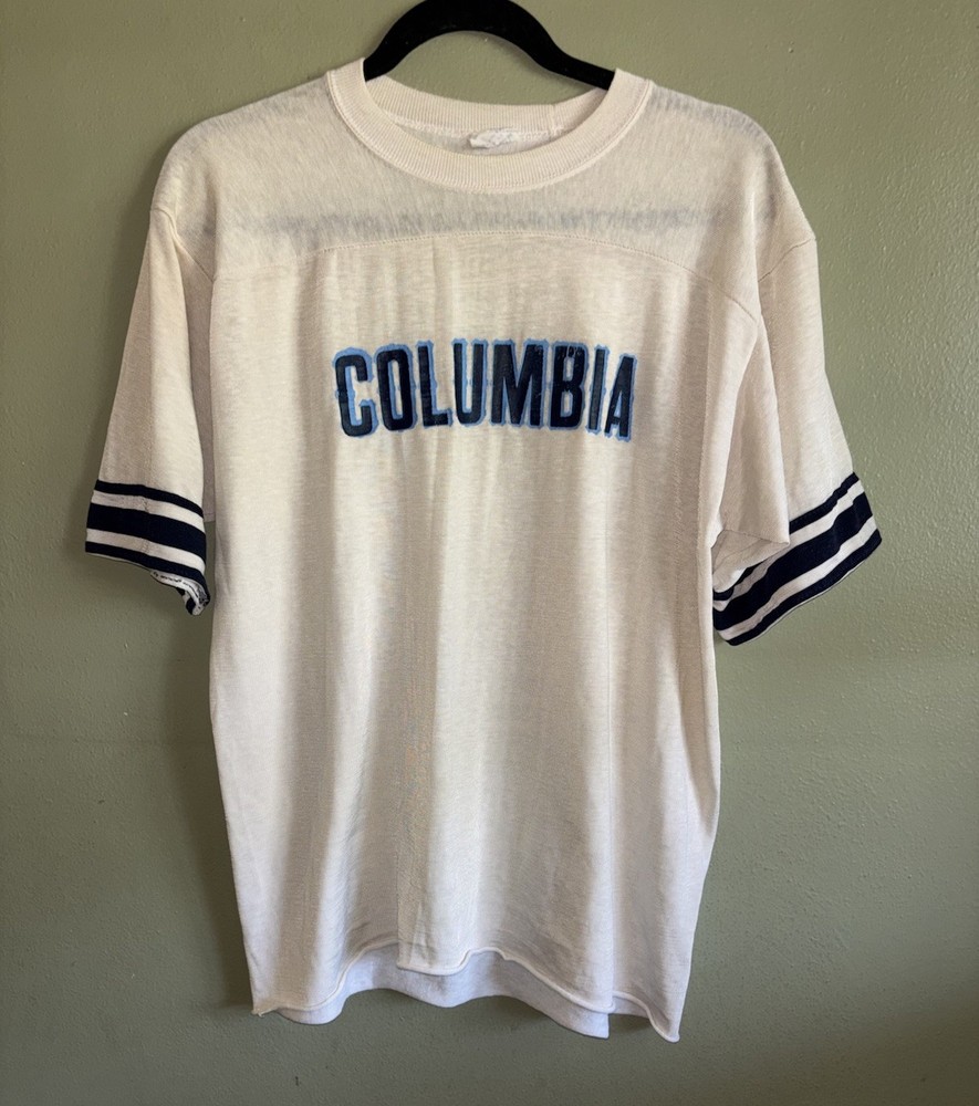 VTG 1960s Columbia Univ. Durene Jersey Tee.Princeton Sportswear.LG
