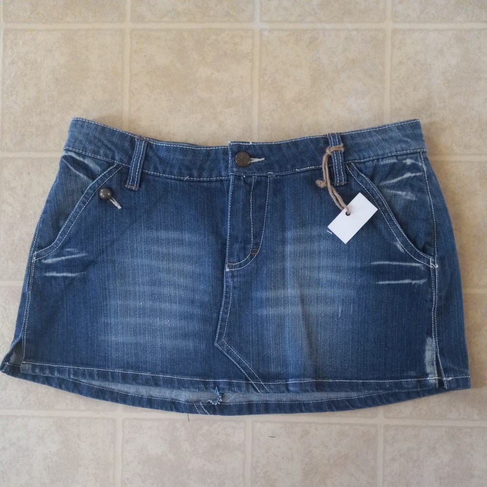 Blue Spice Womens Medium Denim Mini Skirt Zip Front Light Wash Junior Size 9-10