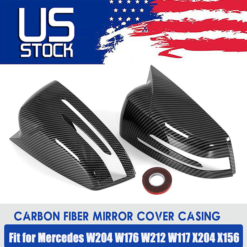 OX Horn Carbon Fiber Mirror Cover Caps Add On Fits Benz W204 W212 W218 W176 W221