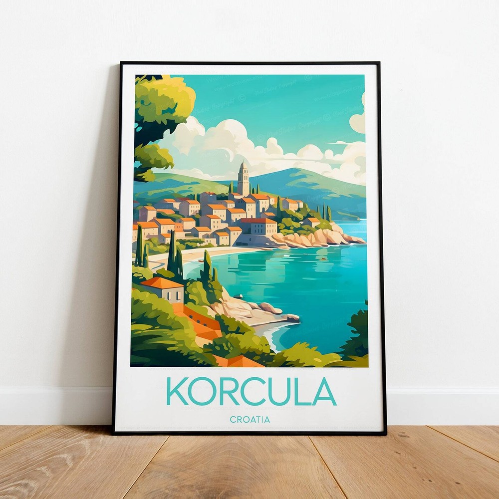 Korcula Travel Poster Croatia Print Birthday Gift Wall Art