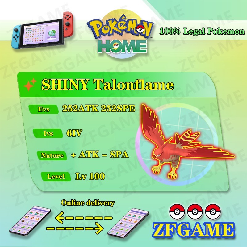 ✨6IV SHINY Talonflame + EVS🚀 POKEMON HOME✨Champions✨Online delivery⚡