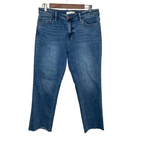 Vervet Womens Cropped Jeans Size 31 Blue Mid-Rise Straight Leg Raw Hem Stretch