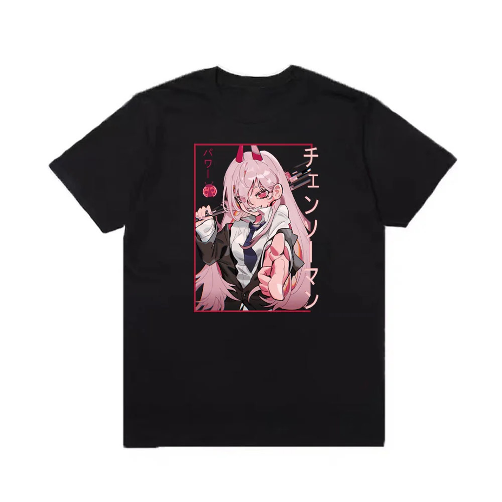 Anime Power Chainsaw Man Black T-Shirt