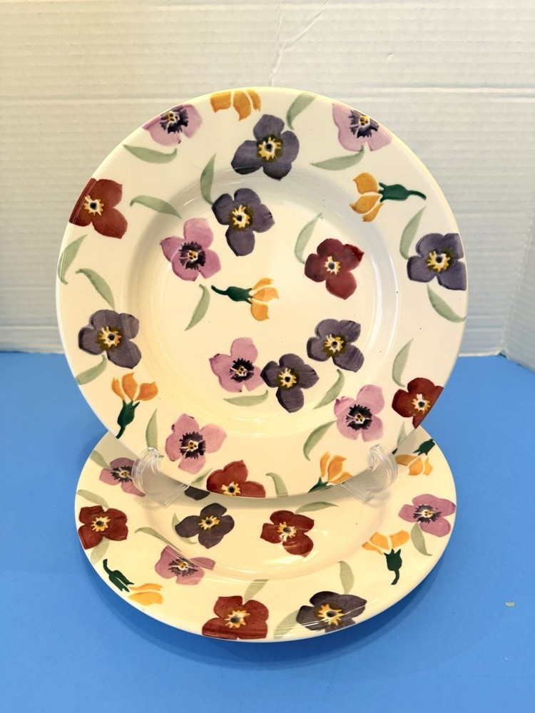 2 Emma Bridgewater Salad Plates Pink Pansy Pattern 8.5