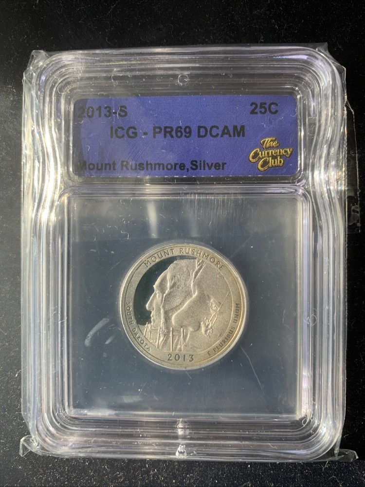 2013-S ICG-MS 69 DCAM Mount Rushmore Silver 25 Cents Quarter