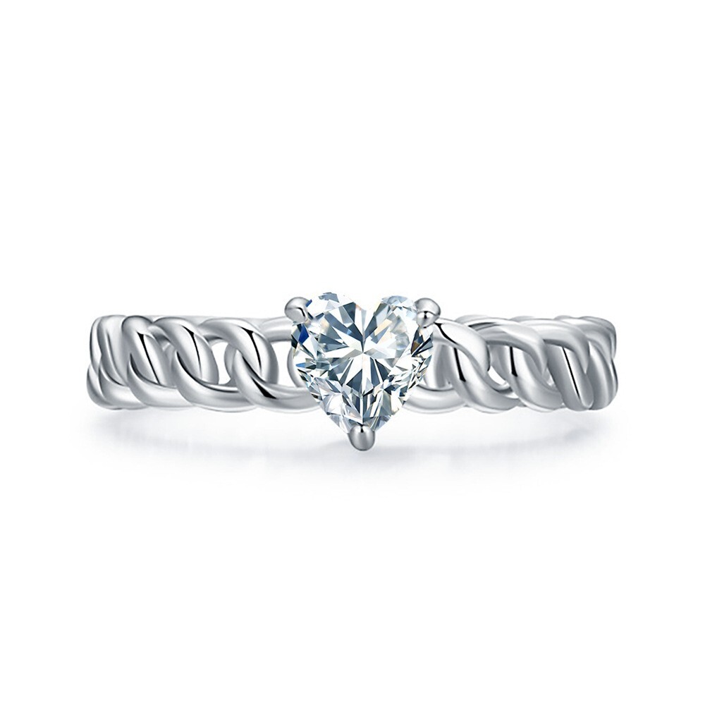 0.5ct Moissanite 5mm Heart Shape Diamond 925 Solid Silver Engagement Rings
