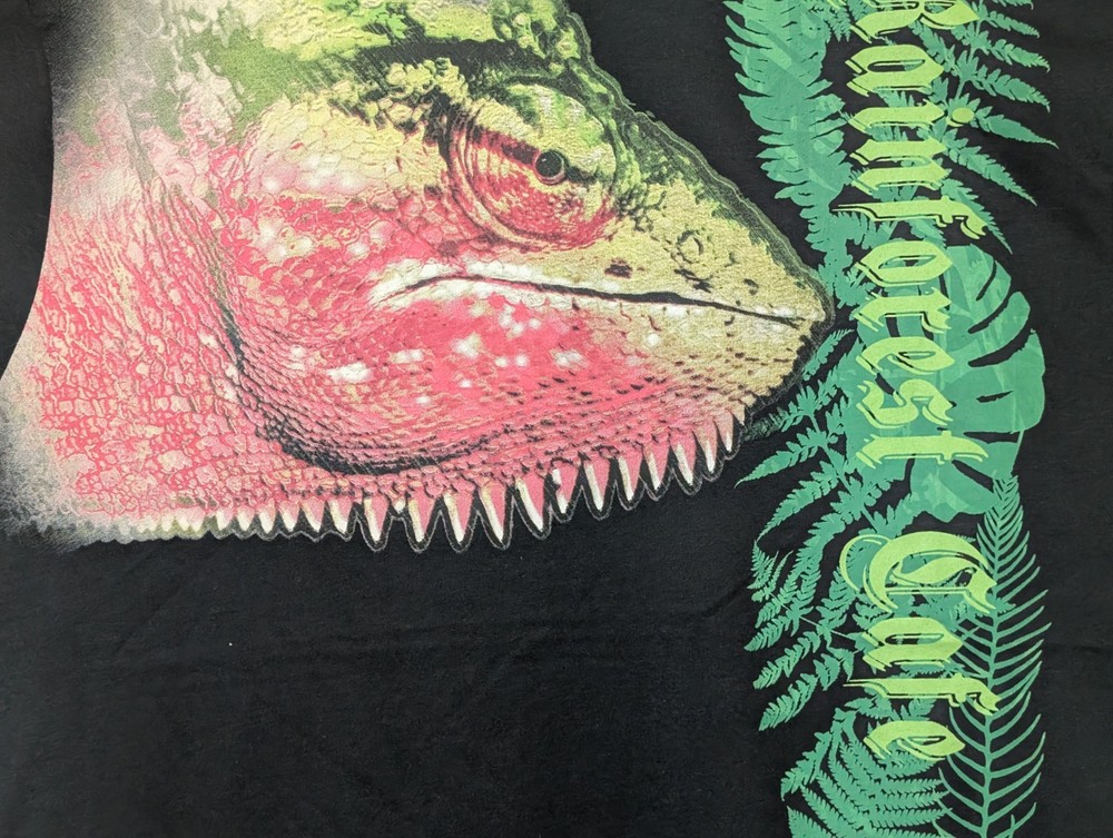 Rainforest Cafe By The Mountain Men's T-shirt Black Vibrant Chameleon 2XL #6374
