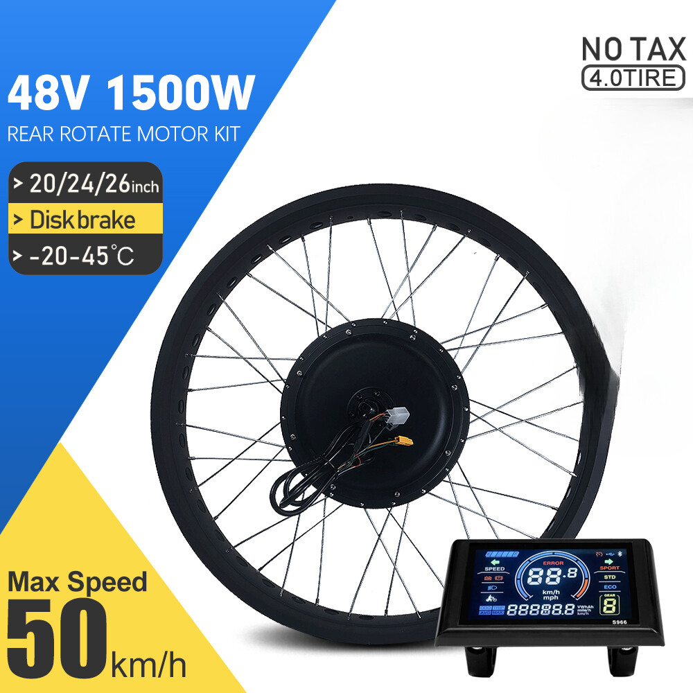 48V 1500W 20 24 26er Snow Fat Tire Ebike Brushless Rear Hub Motor Conversion Kit