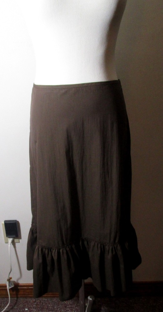 J. CREW Brown Nylon Stretch Pleated Hem Skirt Size 0