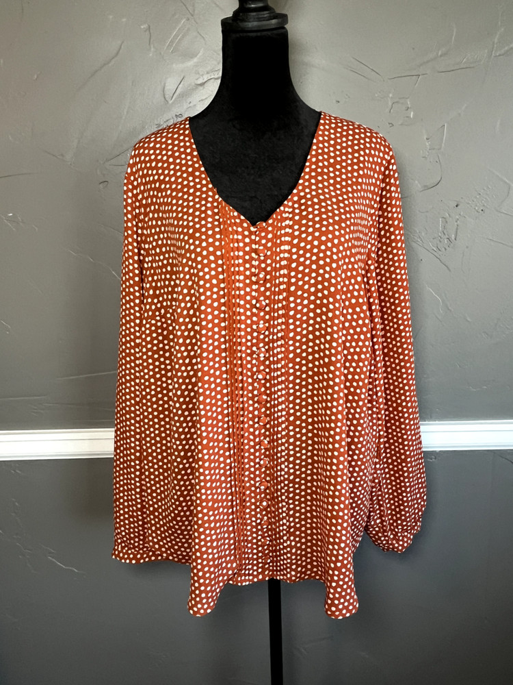 Torrid Women's Size 1 1X Orange Polka Dot Sheer Top