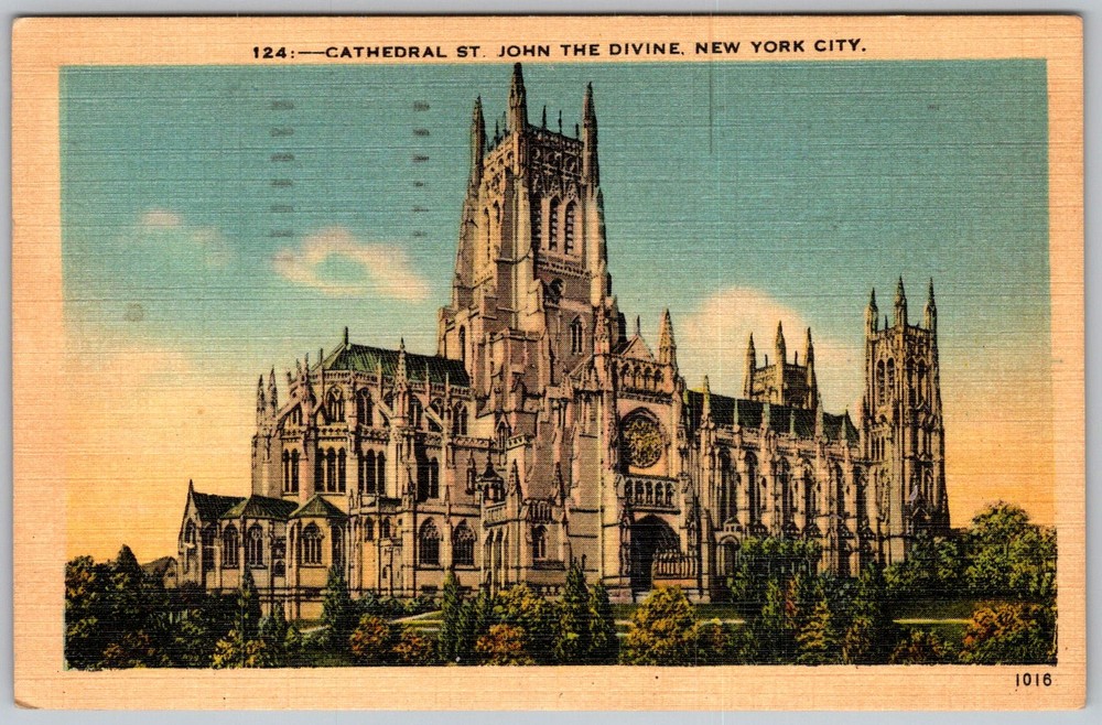 Vtg Postcard Cathedral St John The New York, NY 1940s
