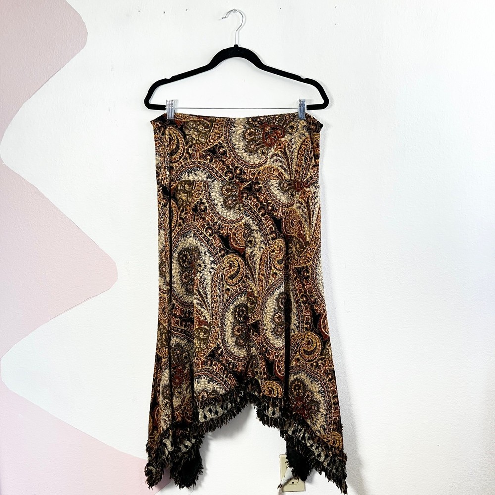 Vintage Y2K Asymmetrical Maxi Skirt Tapestry Paisley Festival Coachella Medium