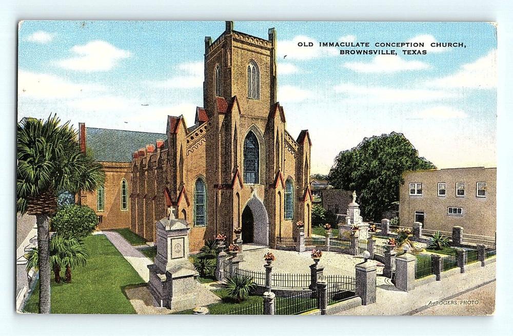 Old Immaculate Conception Church Brownsville Texas Vintage Linen Postcard G4