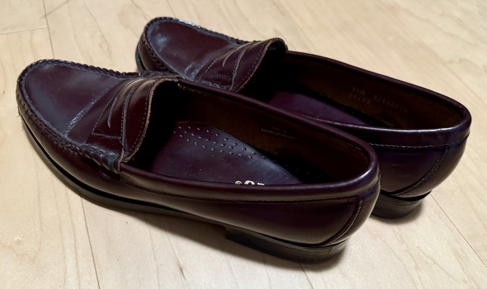 Sebago Penny Loafers Oxblood Burgundy Leather Slip On Men’s US 9.5M