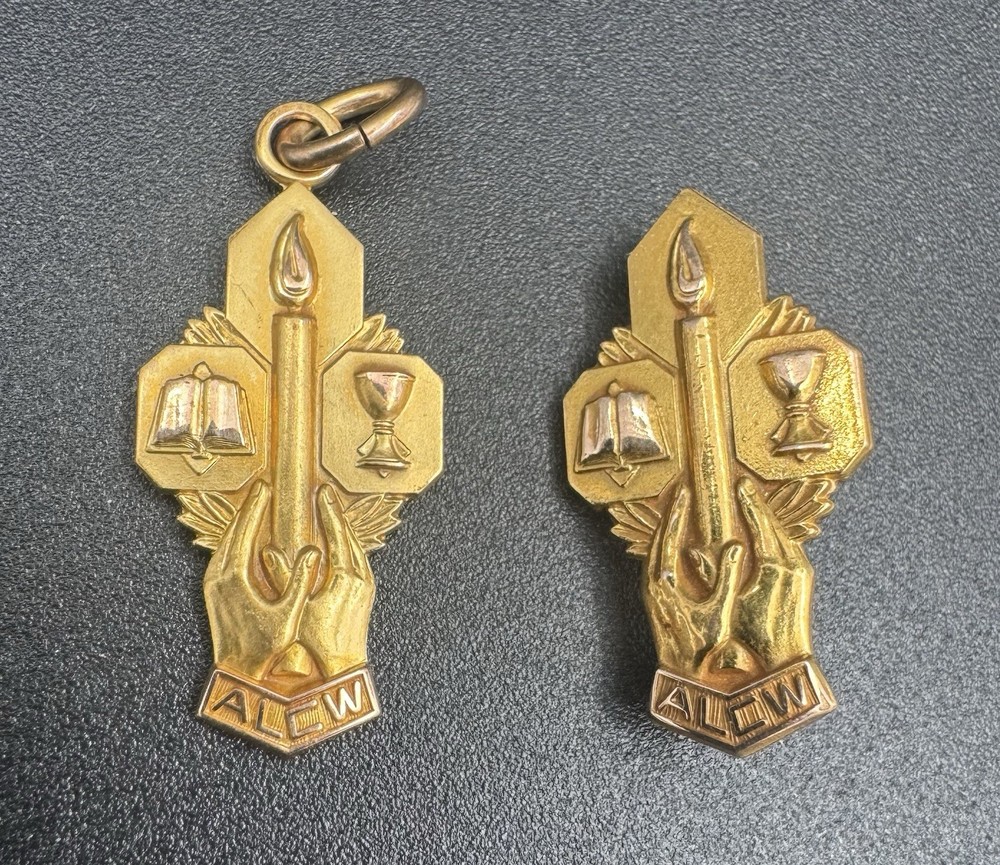 Vintage ALCW 1/10 10K Gold Filled Lutheran Church Charm Pin & Pendant