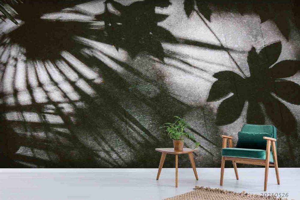 3D Black Plants Leaves Wall Murals Wallpaper Murals Wall Sticker