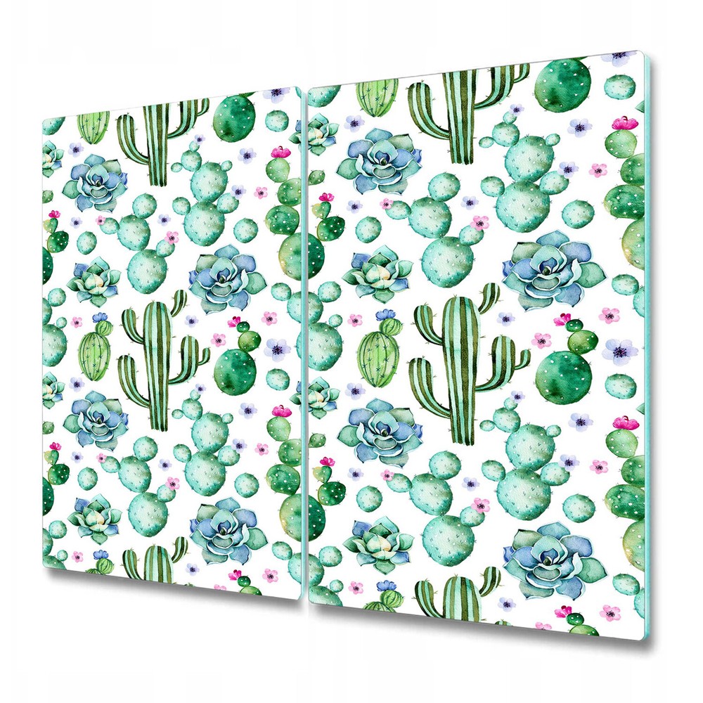 Glass Kitchen Chopping Board Charming Watercolour cactus Succulents art 2x30x52