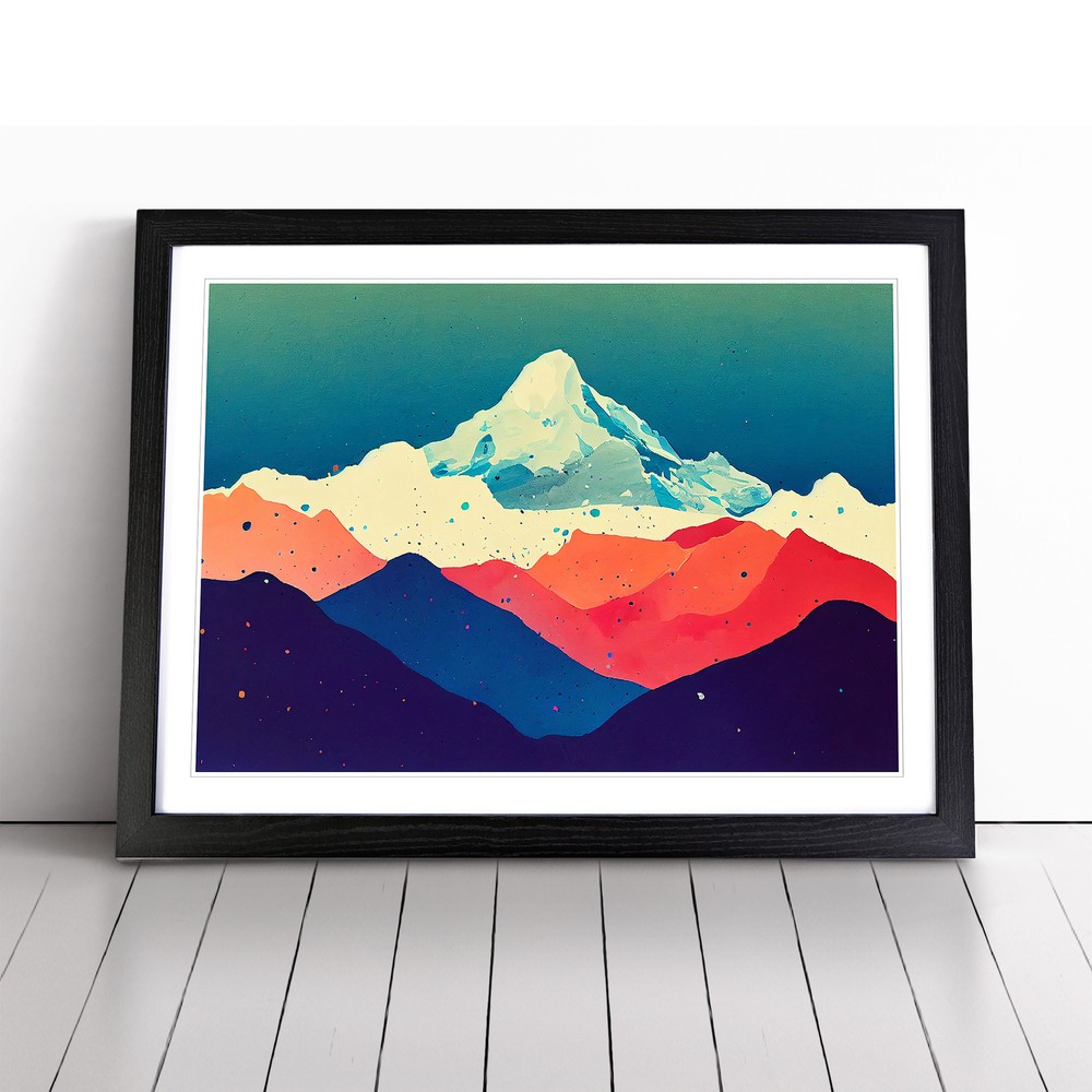Heavenly Painted Mountains Abstract Wall Art Print Framed Canvas Picture Poster