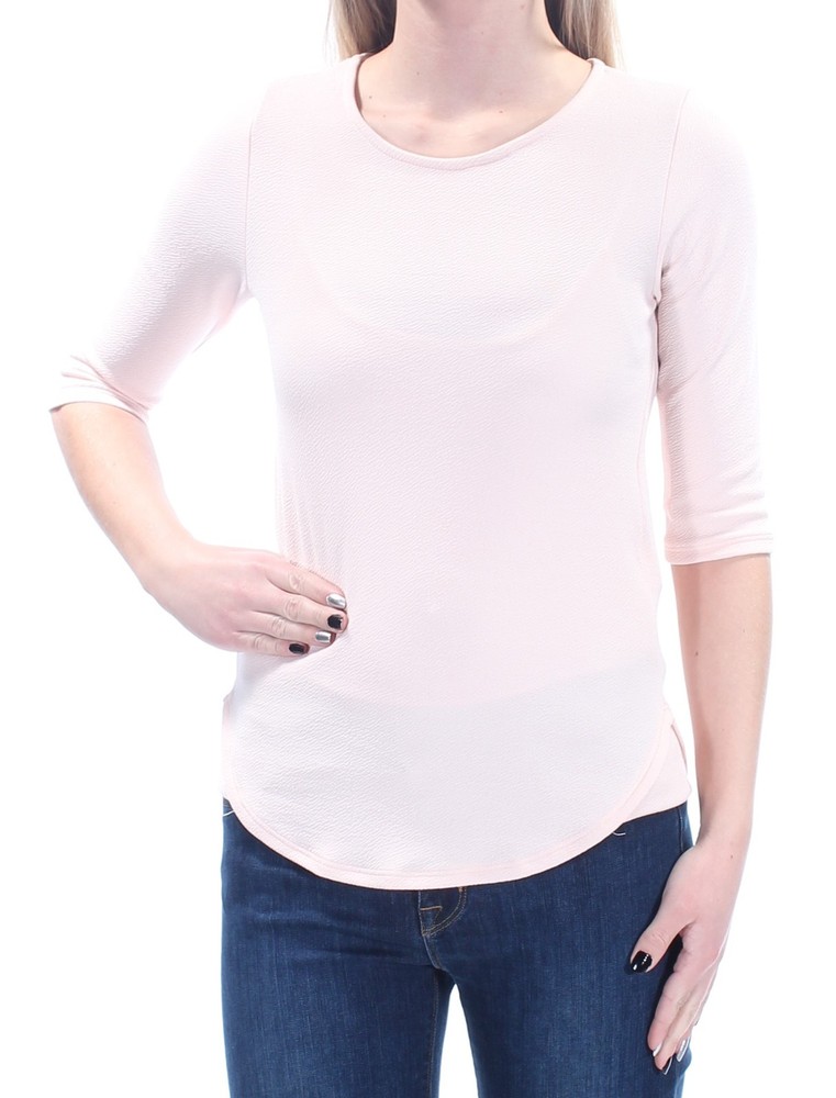 Bar III Womens Pale Pink Textured Pullover Top Size XS