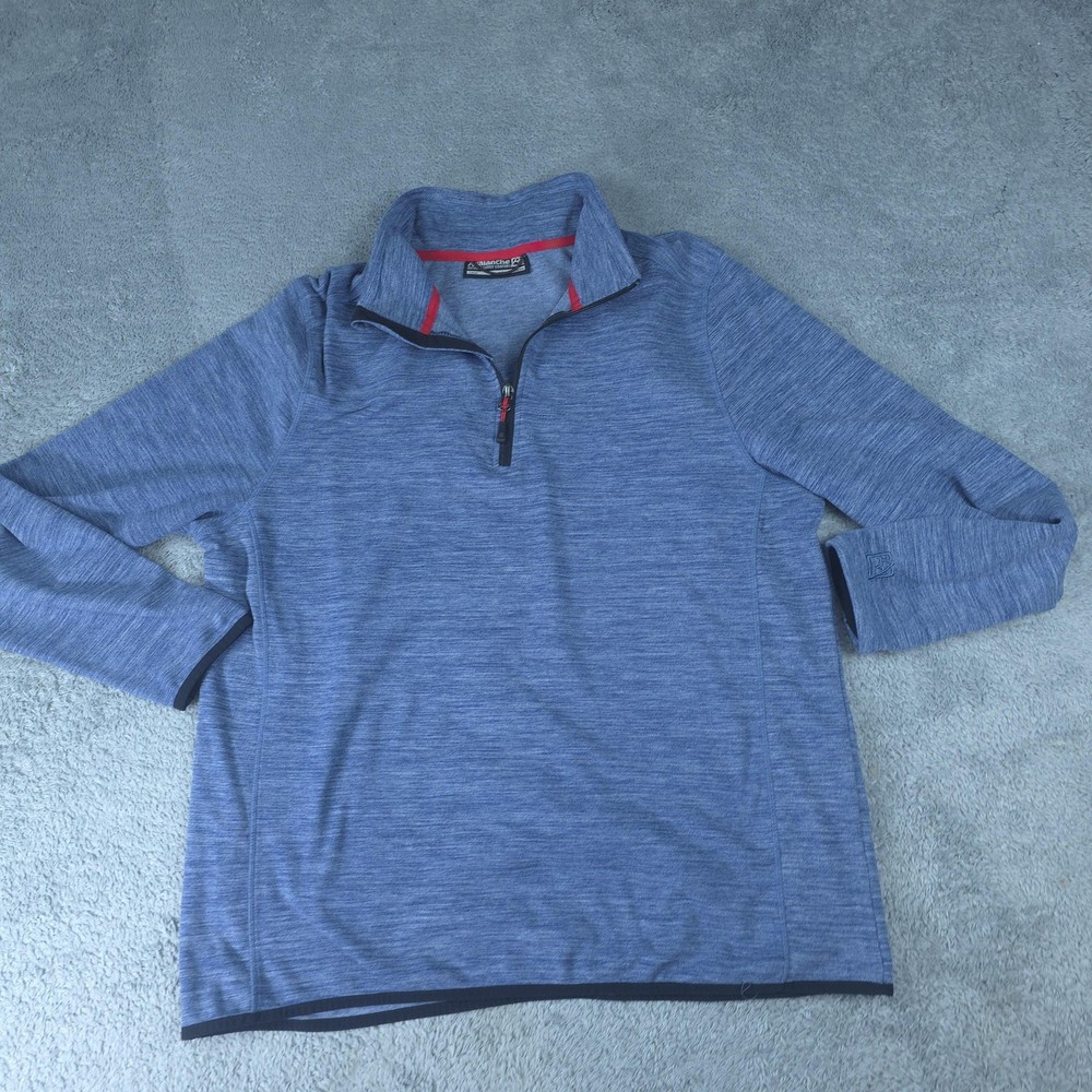Avalanche Pullover Mens Large Blue 1/4 Zip Stretch Mock Neck Hiking Top Outdoor