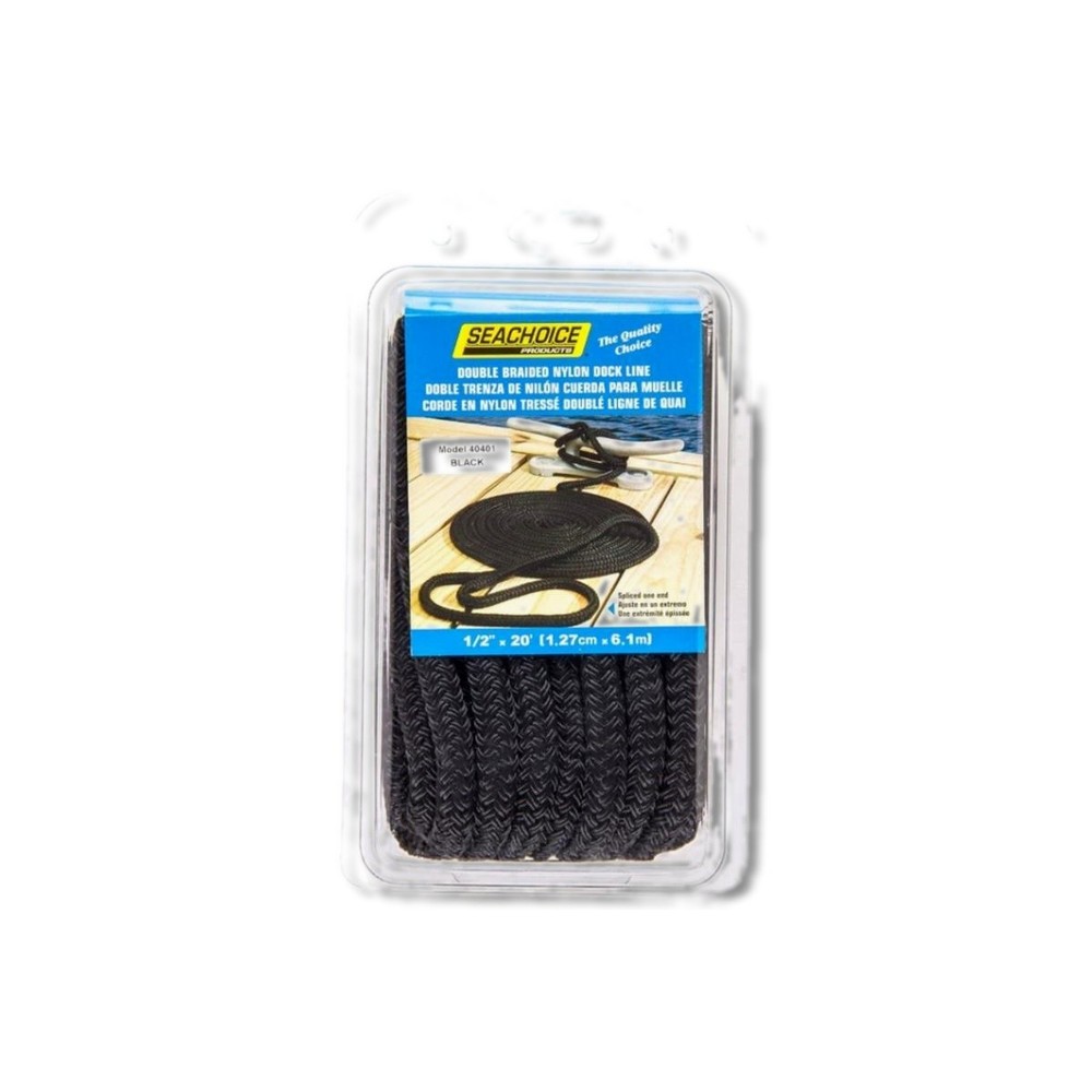Seachoice Double Braid Black Nylon Dock Lines 40401